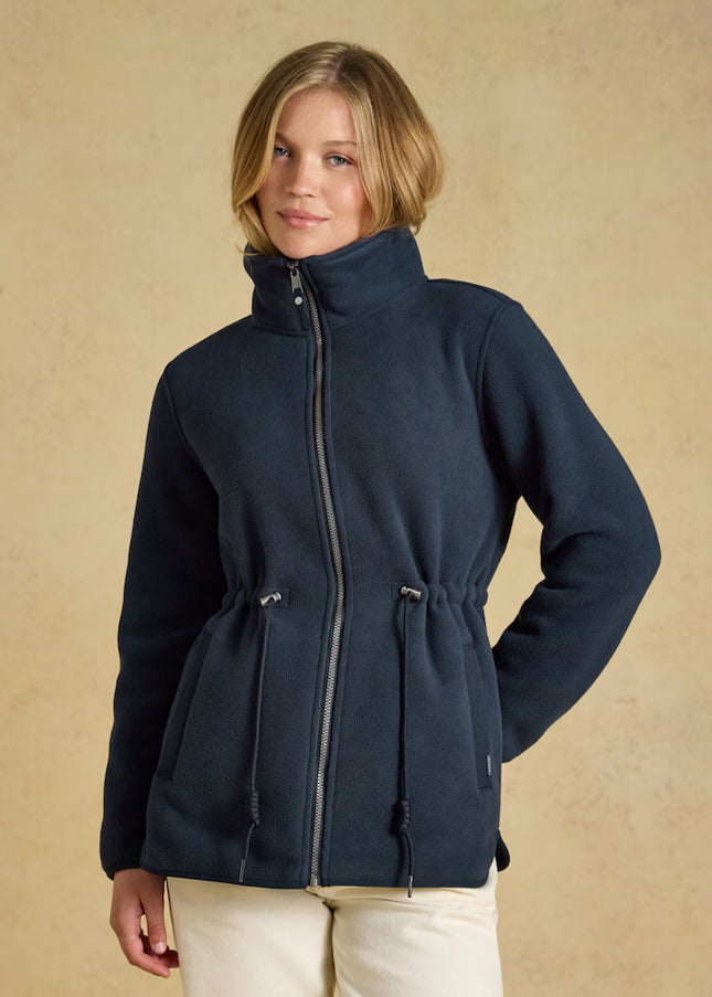 Longline Fleece Funnel Neck Full Zip Fleece Jacket - Navy