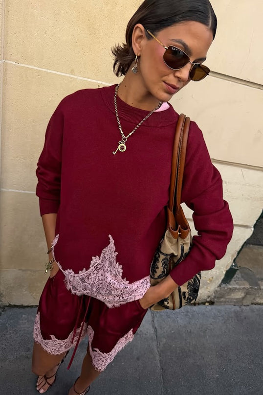 Burgundy Lace Copenhagen Jumper