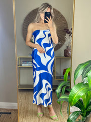 Avery Strapless Dress- Blue