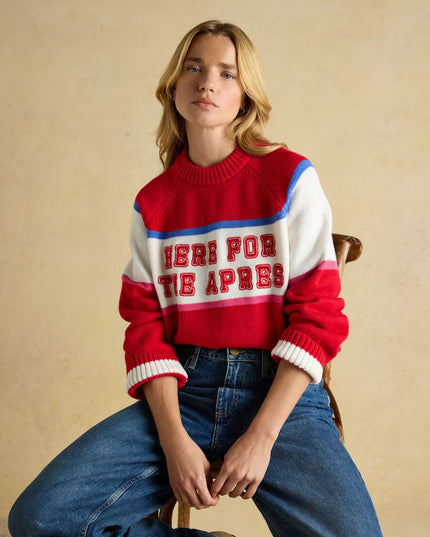 Here For The Apres Knitted Jumper - Red