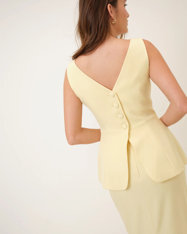 Evah Peplum Midaxi Dress - Butter Yellow
