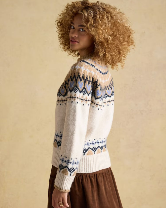 Charlie Fair Isle Knitted Jumper - Cream & Brown