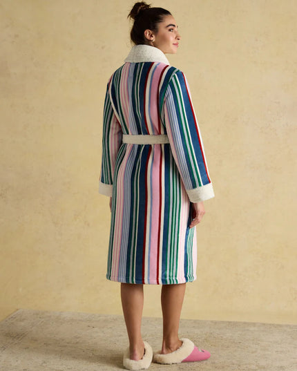 Matilda Fleece Lined Dressing Gown - Multi Stripe