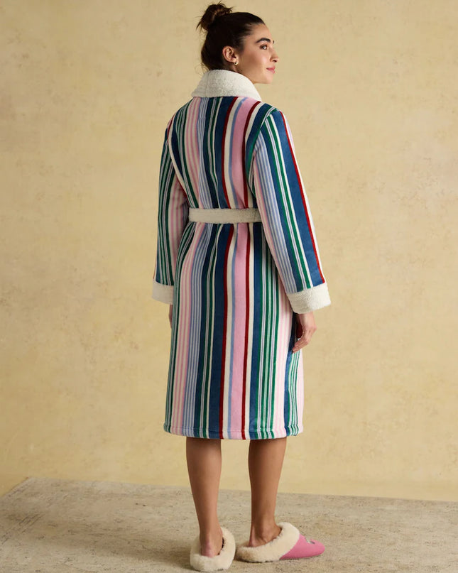 Matilda Fleece Lined Dressing Gown - Multi Stripe