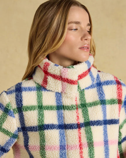 Joules Lottie Zip Through Borg Fleece - Cream Check