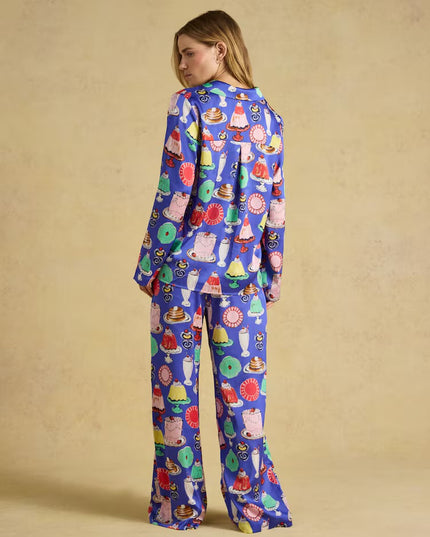 Bonnie Satin Long Sleeve Pyjama Set - Puddings Print