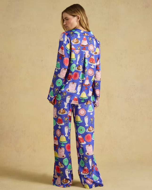 Bonnie Satin Long Sleeve Pyjama Set - Puddings Print