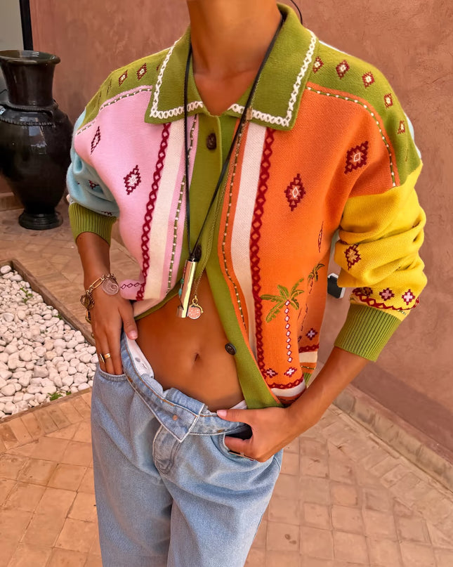 Geometric Palm Cardigan