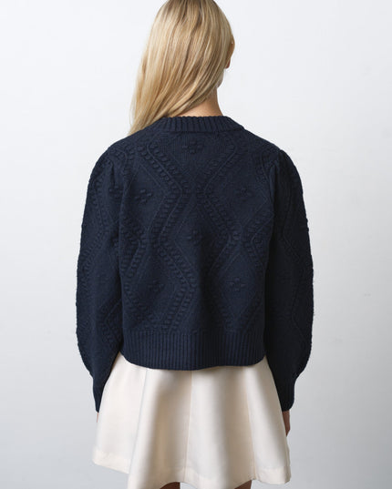 French Connection Kitty Bobble Bow Cardigan - Navy/Black