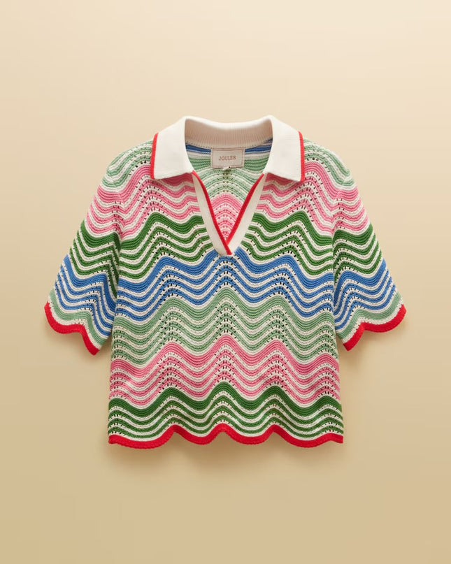 Sandy Wave Knit Collared Shirt - Multi