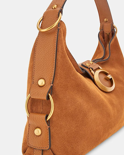 Camden Genuine Leather Shoulder Bag - Cognac