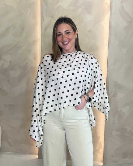 Polka Dot Multi Way Top - White