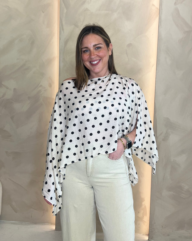 Polka Dot Multi Way Top - White