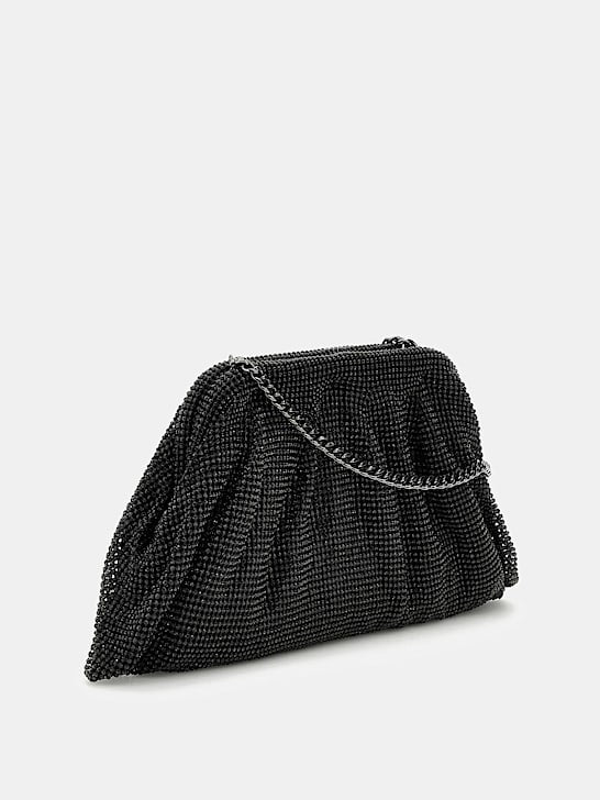 Guess Zalina Mesh Rhinestone Clutch - Black