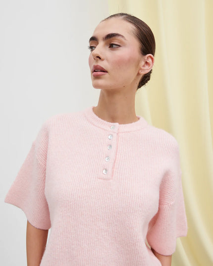 Amari Fluffy Knit Top - Pink