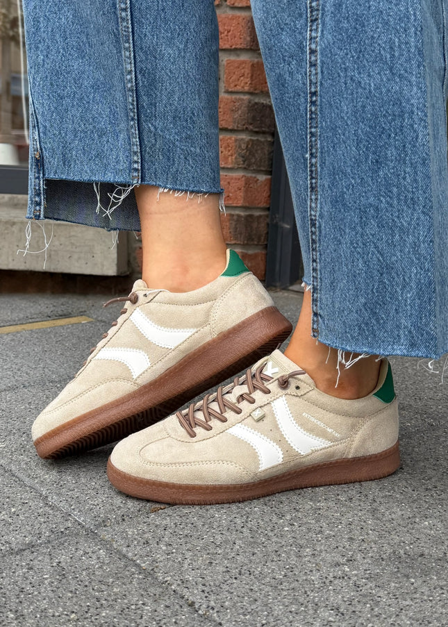 Colour Block Sneaker - Beige/Green