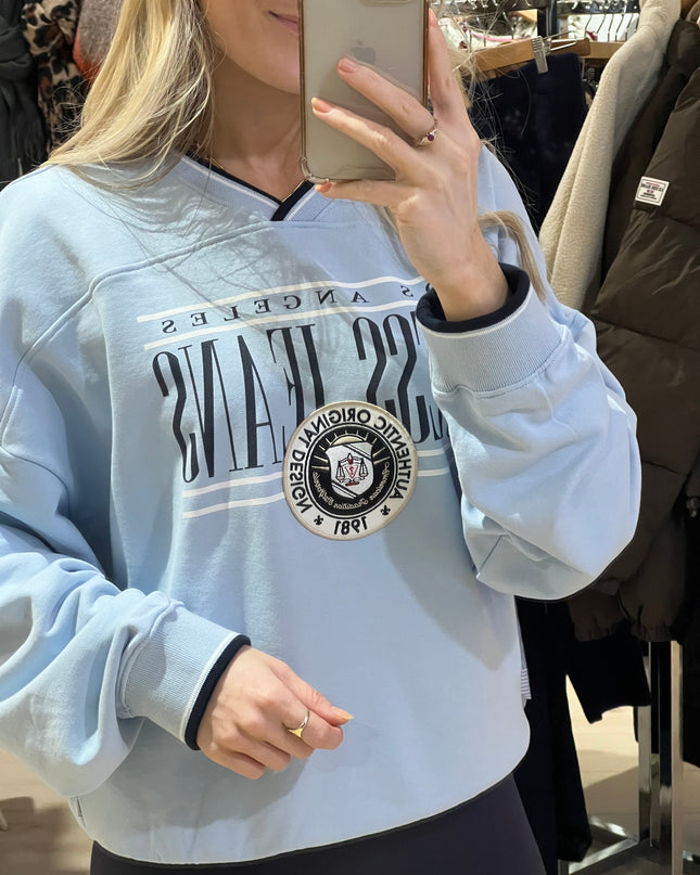 Guess Jeans V-Neck Vintage Sweatshirt - Aerial Blue