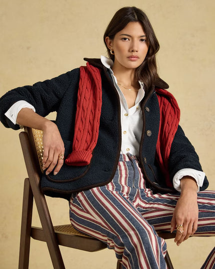 Joules Sadie Button Through Fleece Jacket - Navy