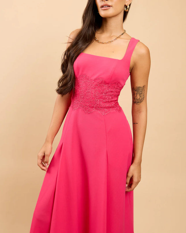 Orelia Pink Lace Detail Midaxi Dress