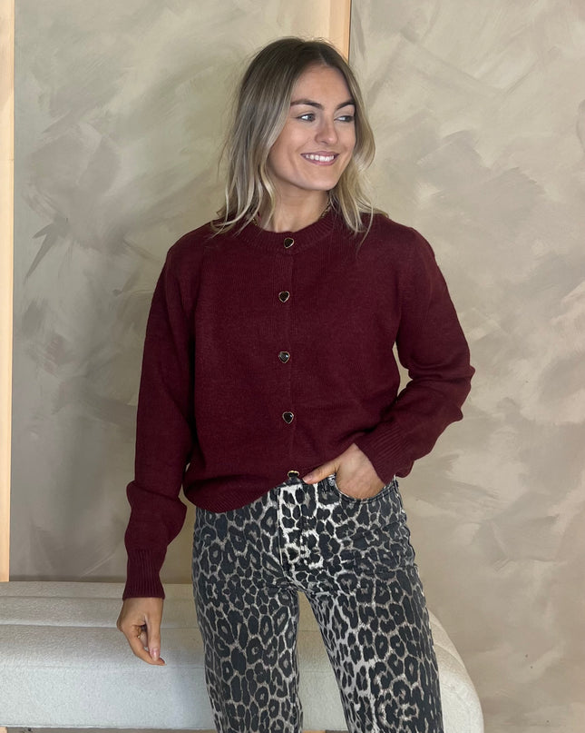 Button Up Cardigan - Burgundy