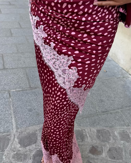 Burgundy Maeva Skirt - Deer Print