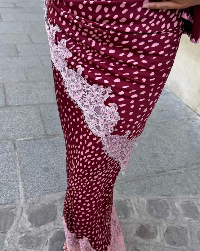 Burgundy Maeva Skirt - Deer Print