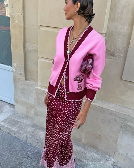 Burgundy Maeva Skirt - Deer Print