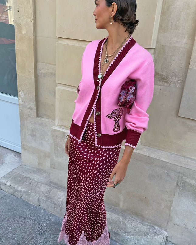 Burgundy Maeva Skirt - Deer Print