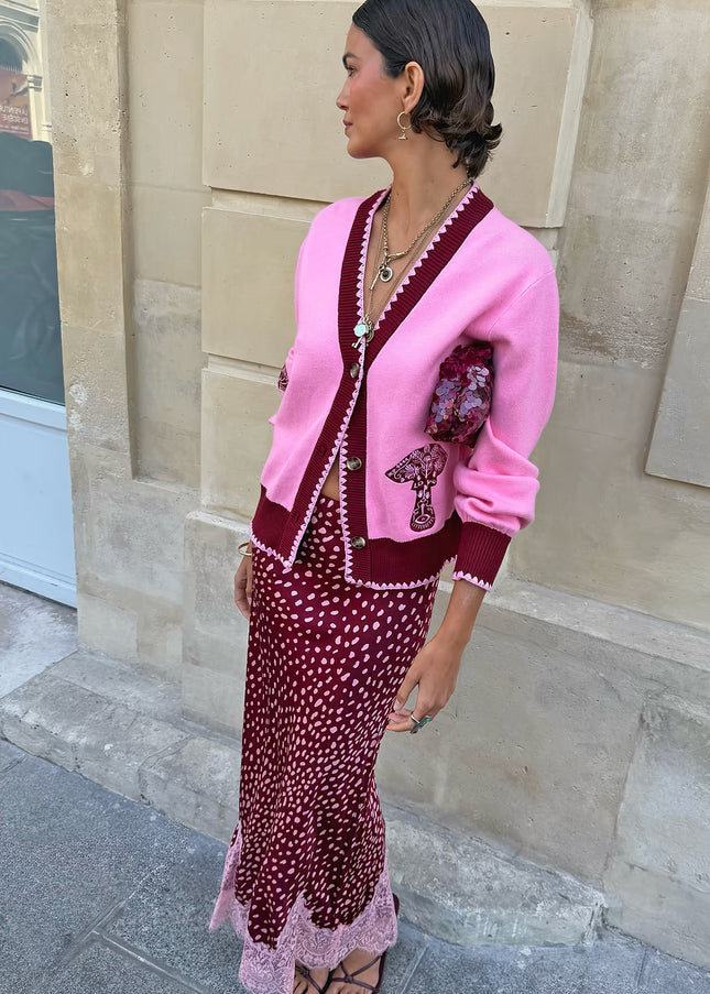 Burgundy Maeva Skirt - Deer Print