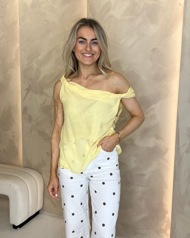 Asymmetric Drape Top - Yellow