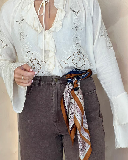 Lace Frill Blouse - Cream