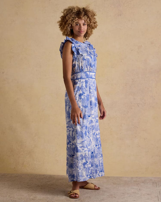 Samantha Woven Maxi Dress -  Blue/White
