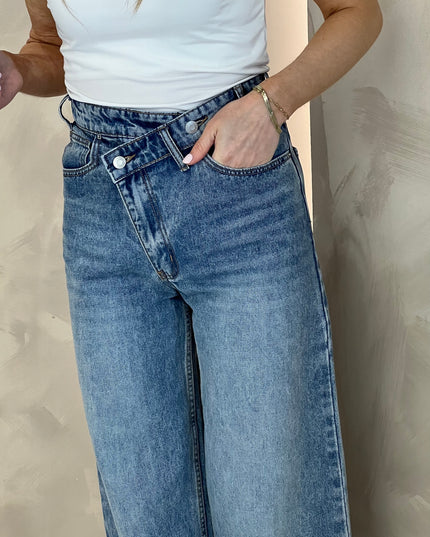 High Rise Asymmetric Jean - Blue