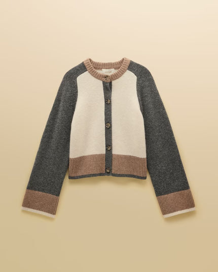 Joules Nora Knitted Cardigan - Cream & Tan