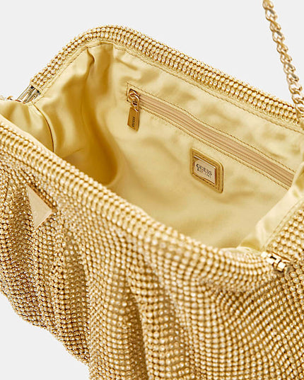 Guess Zalina Mesh Rhinestone Clutch - Gold