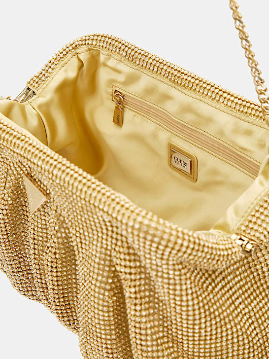 Guess Zalina Mesh Rhinestone Clutch - Gold