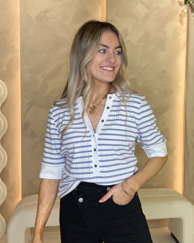 Guess Serafino Striped Top - White/Blue
