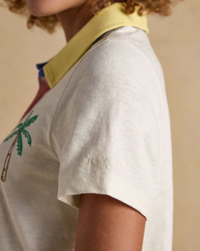 Tallie Embroidered Collared Top - Cream