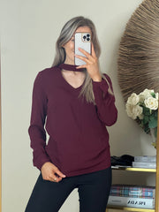 Cut Out Top - Burgundy