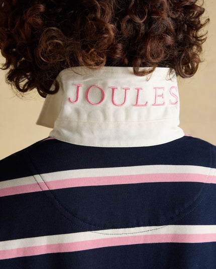 Lara Striped Rugby Shirt - Navy & Pink