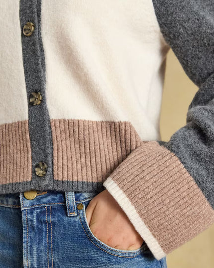 Joules Nora Knitted Cardigan - Cream & Tan
