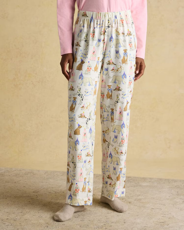 Lyla Party Dogs Jersey Cotton Pyjama Set - Pink & Cream