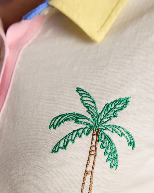 Tallie Embroidered Collared Top - Cream