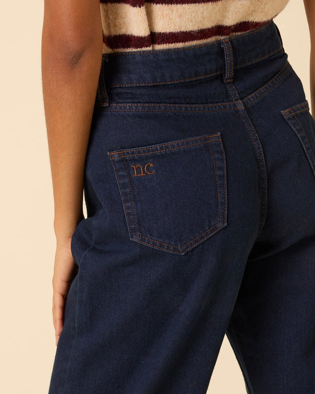 High Rise Barrel Leg Jeans - Denim