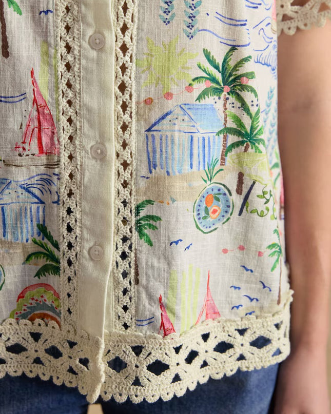 Isobel Crochet Shirt - Coastal Print