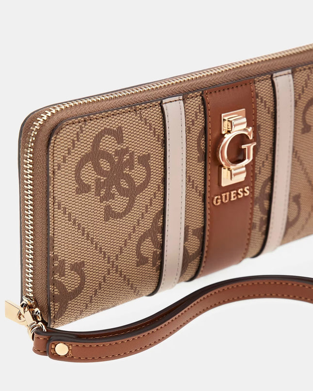 Guess Erenia Large Zip Around Purse - Latte Logo