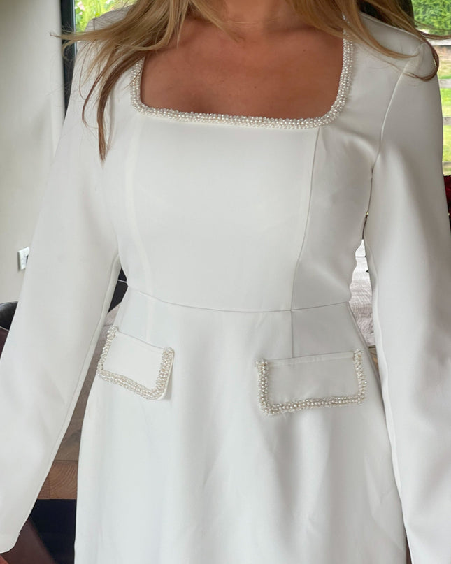 Amaranta Square Neck Mini Dress - Ivory