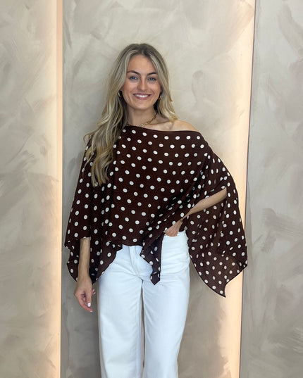 Polka Dot Multi Way Top - Brown
