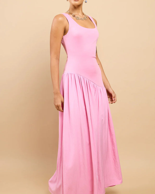 Elora Dropped Waist Midaxi Dress - Pink