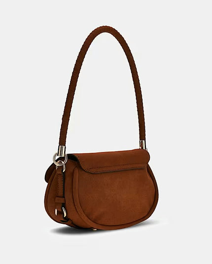 Guess Danya Flap Suede Shoulder Bag - Cognac